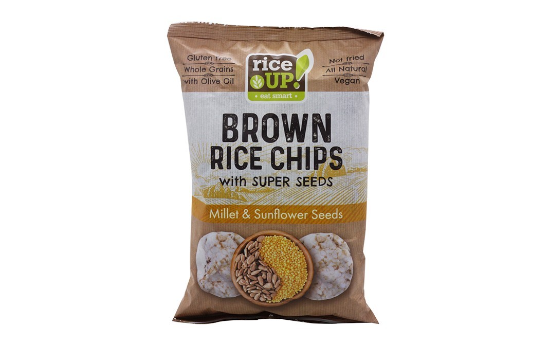 RiceUp Brown Rice Chips with super seeds Millet & Sunflower Seeds   Pack  60 grams